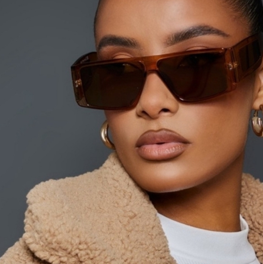 PrettyLittleThing Brown Rectangular Sunglasses